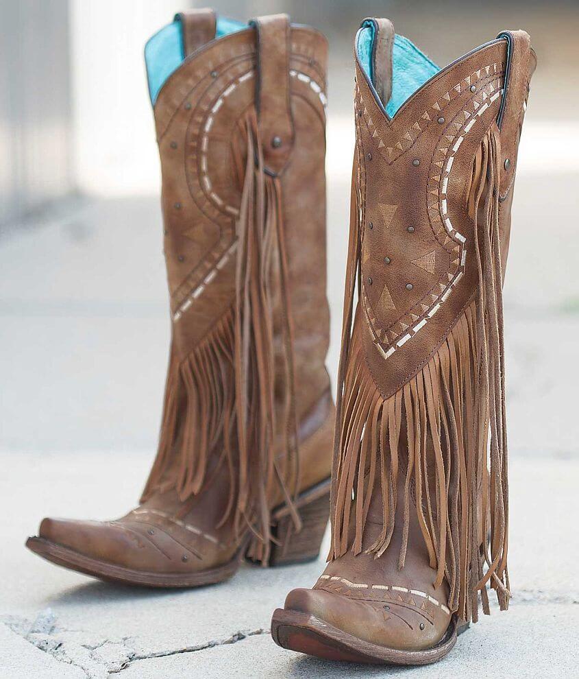 Corral Fringe Cowboy Boot front view