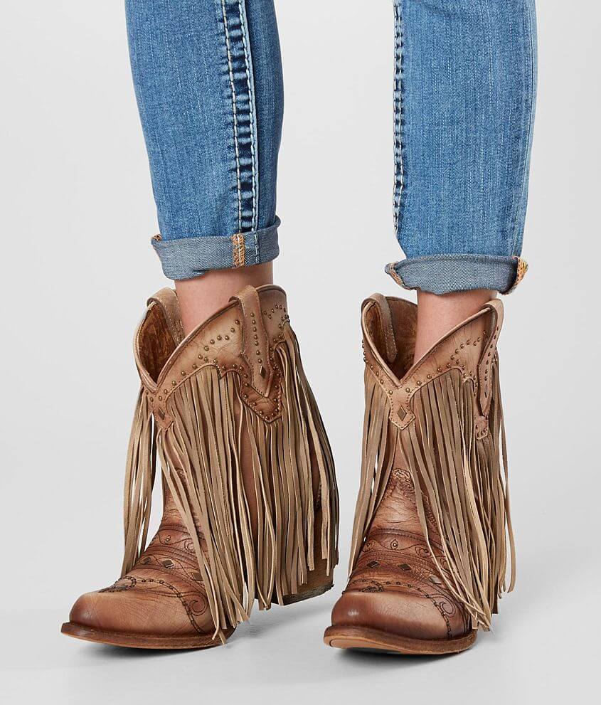 Corral Fringe Leather Western Boot front view