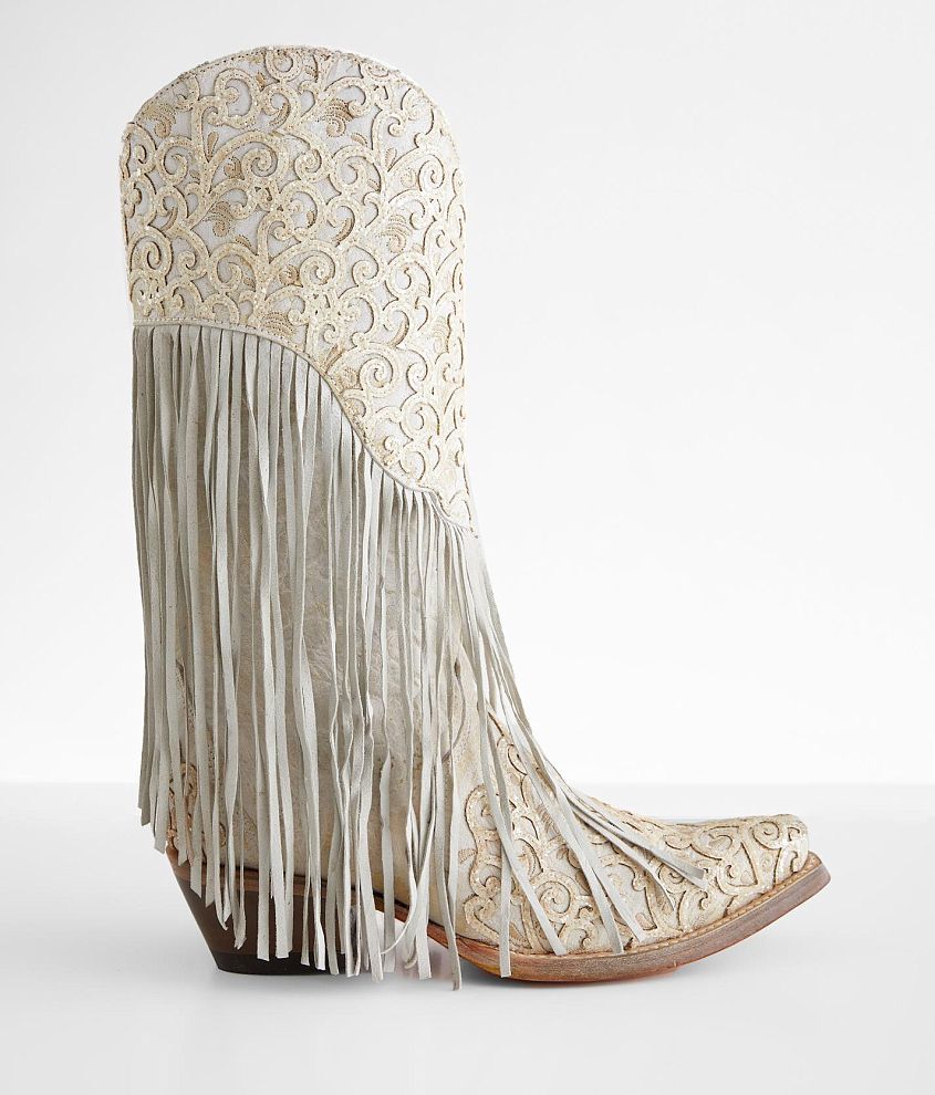 Corral Fringe Leather Western Boot front view