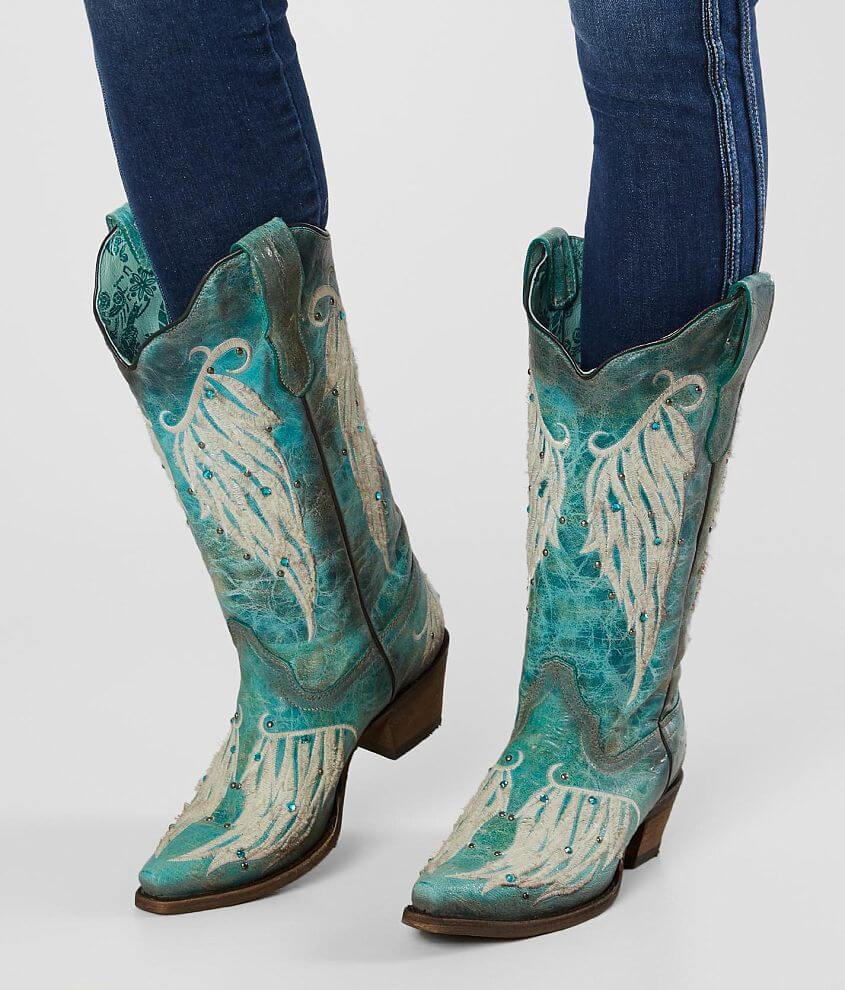 Corral Turquoise Embroidered Leather Western Boot front view