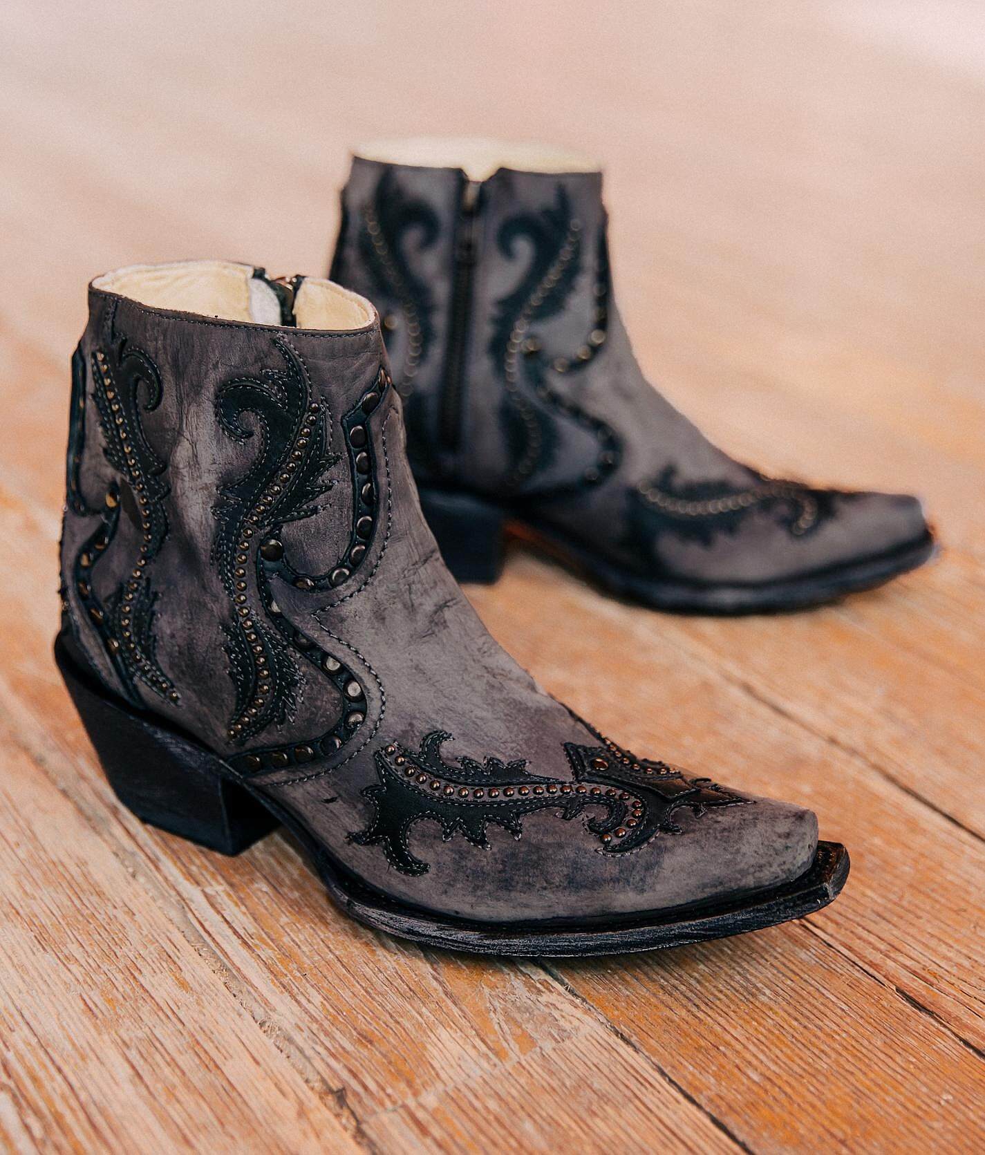 leather western ankle boots