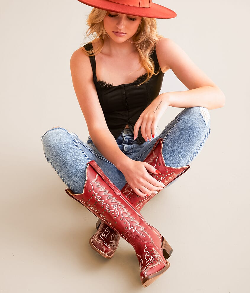 Studded Leather Western Boot