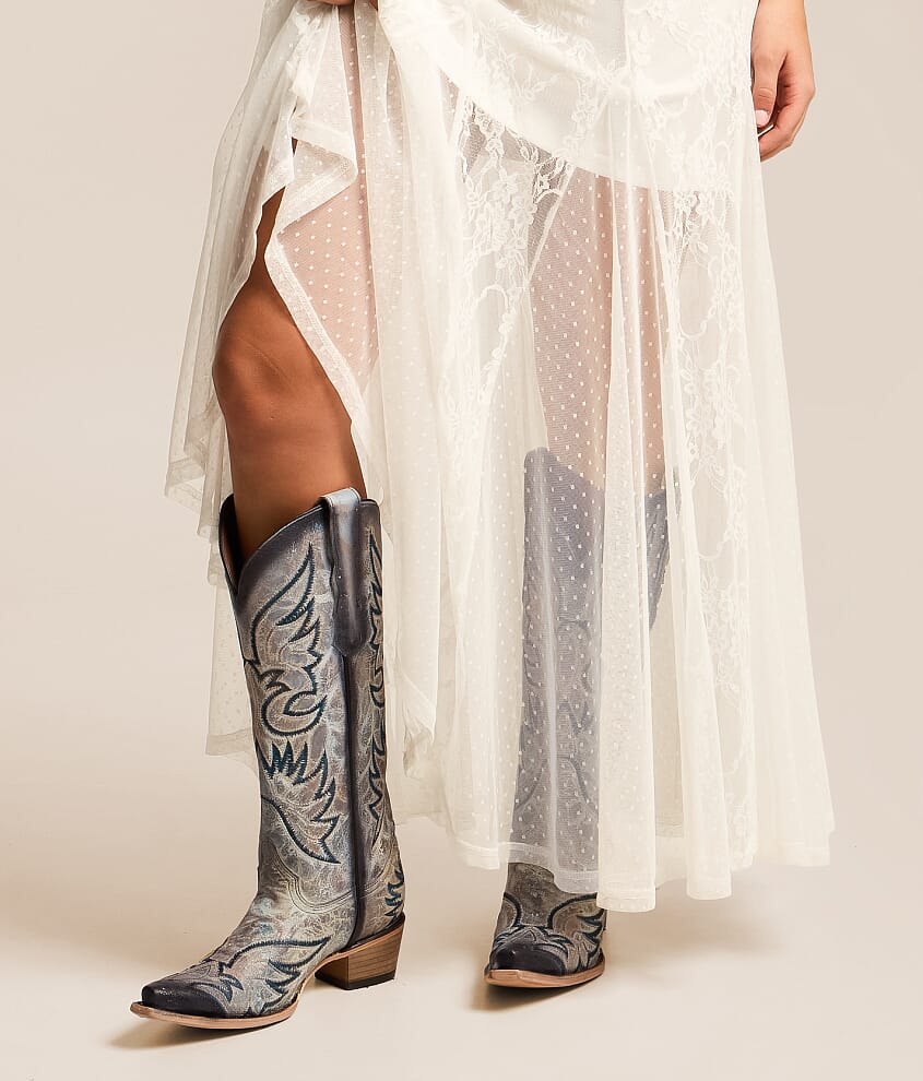 Crackled Leather Western Boot