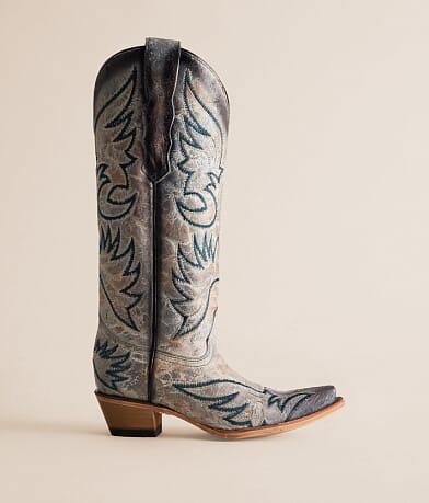 Crackled Leather Western Boot