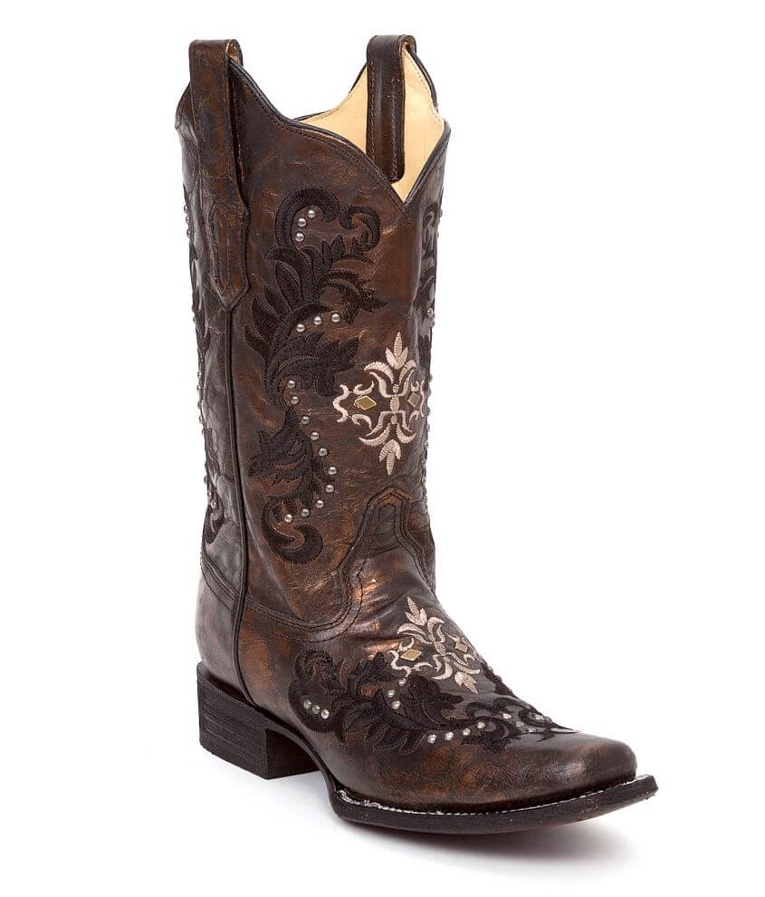 Corral Embroidered Square Toe Cowboy Boot - Women's Shoes in Black ...