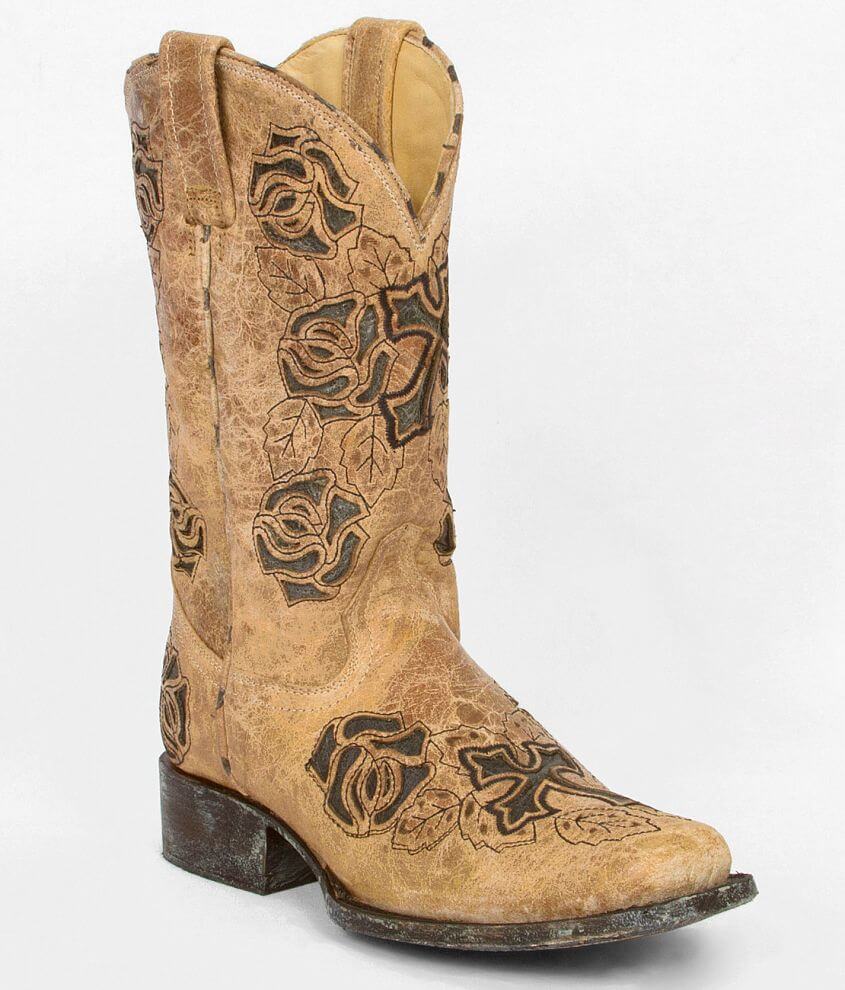 Corral Floral Square Toe Cowboy Boot - Women's Shoes in Antique Saddle ...