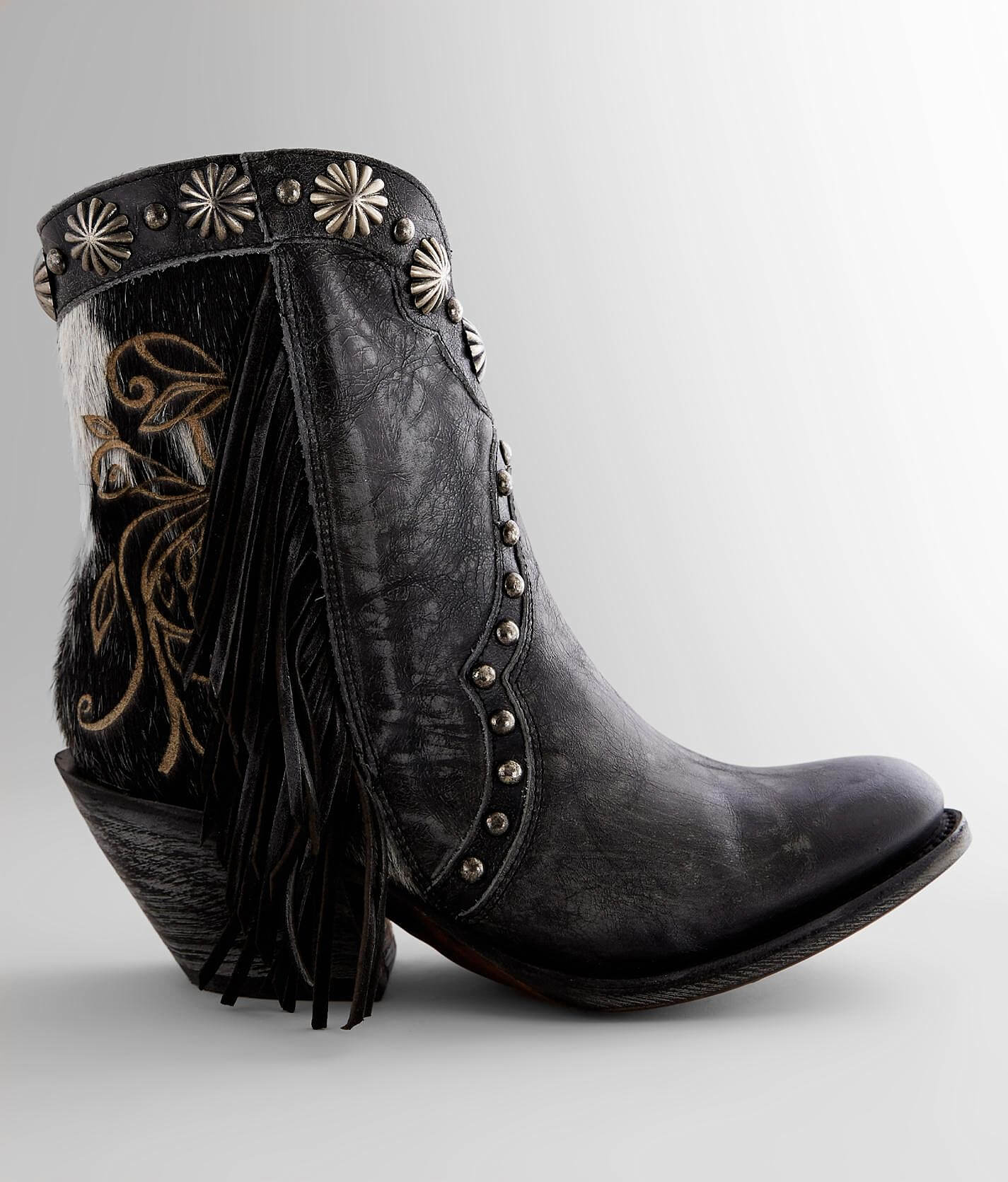 black cowboy ankle boots womens