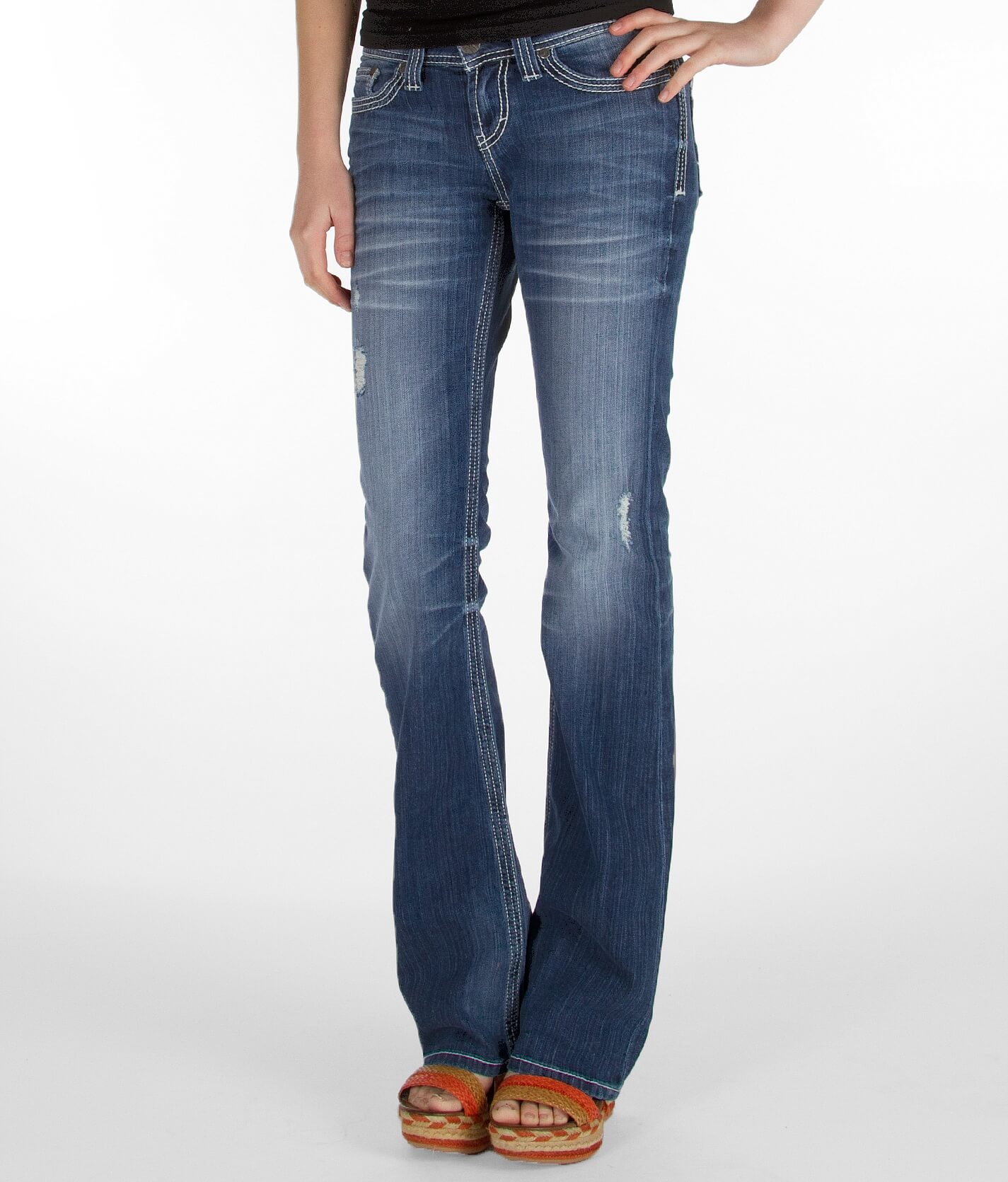 buckle stretch jeans