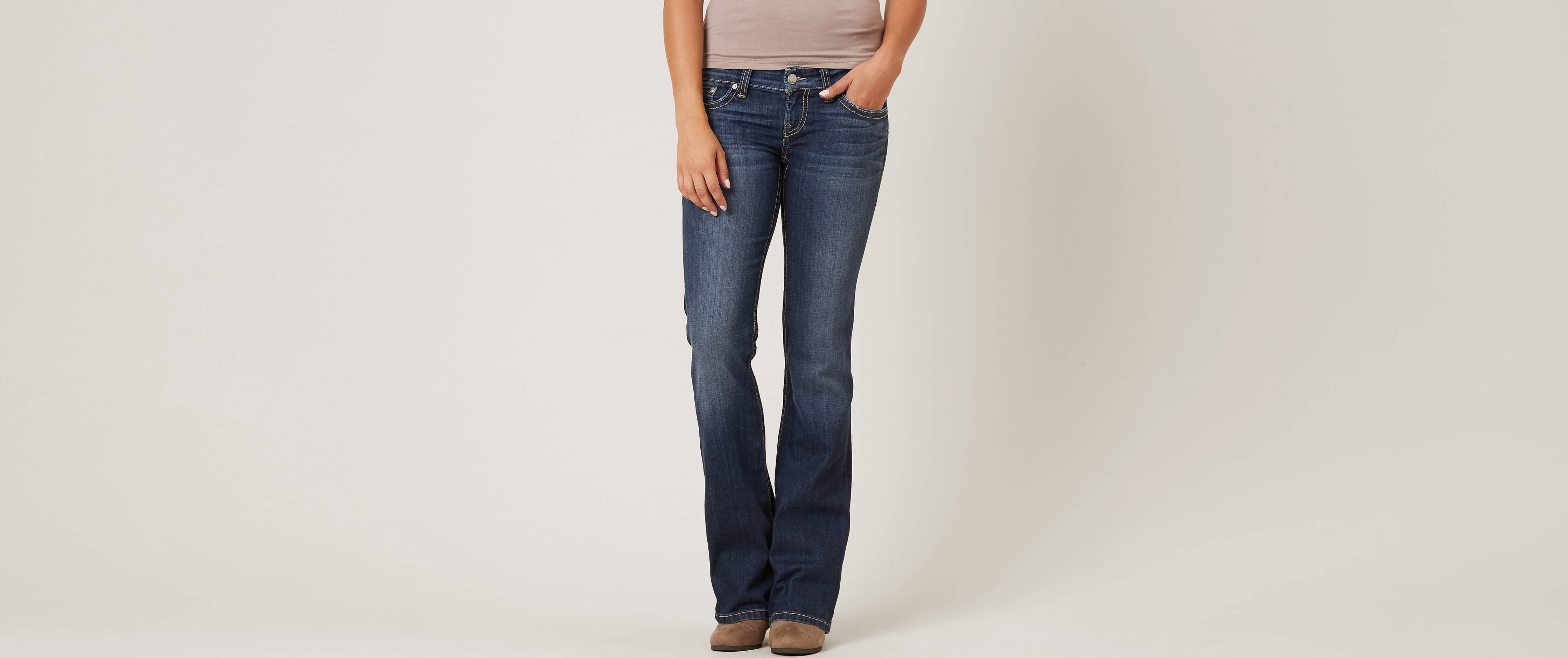 buckle flare jeans