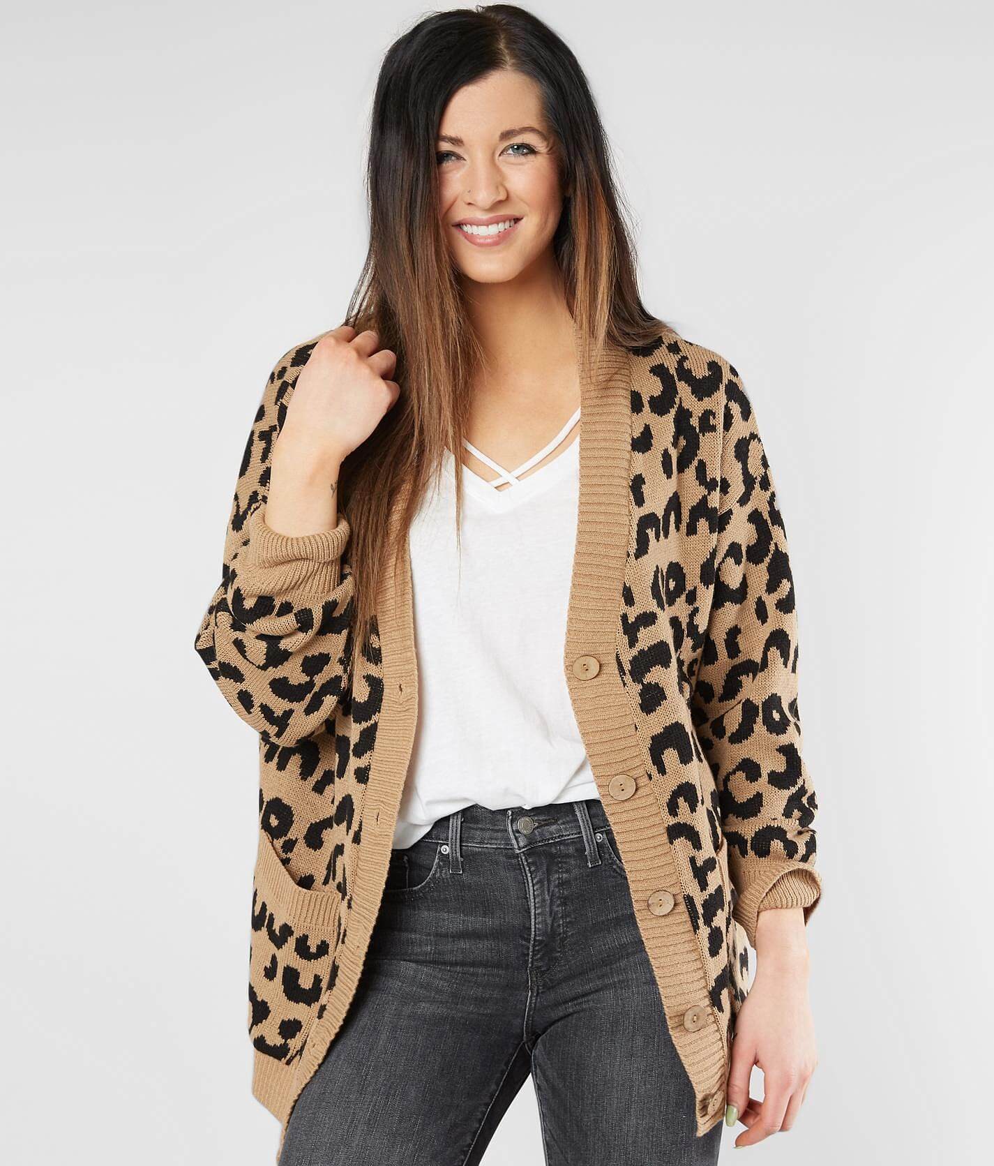 leopard cardigan womens