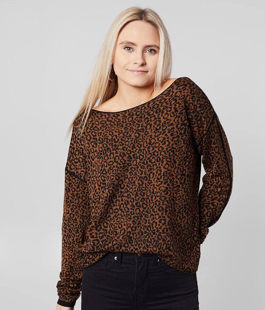 Daytrip Cheetah Print Pullover Sweater front view