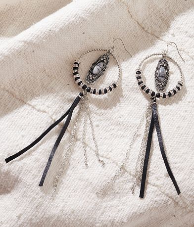 Sterling & Stitch Western Stone Fringe Drop Earring front view