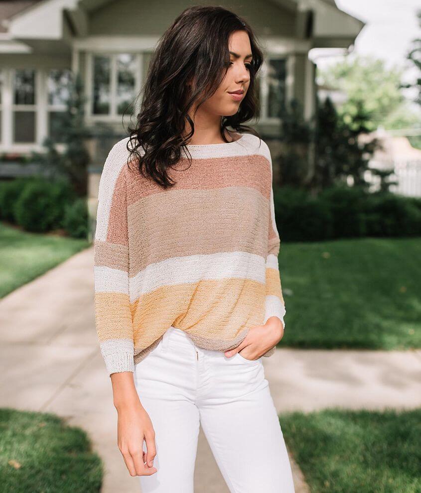 Willow & Root Varigated Stripe Sweater - Women's Sweaters in Oatmeal ...