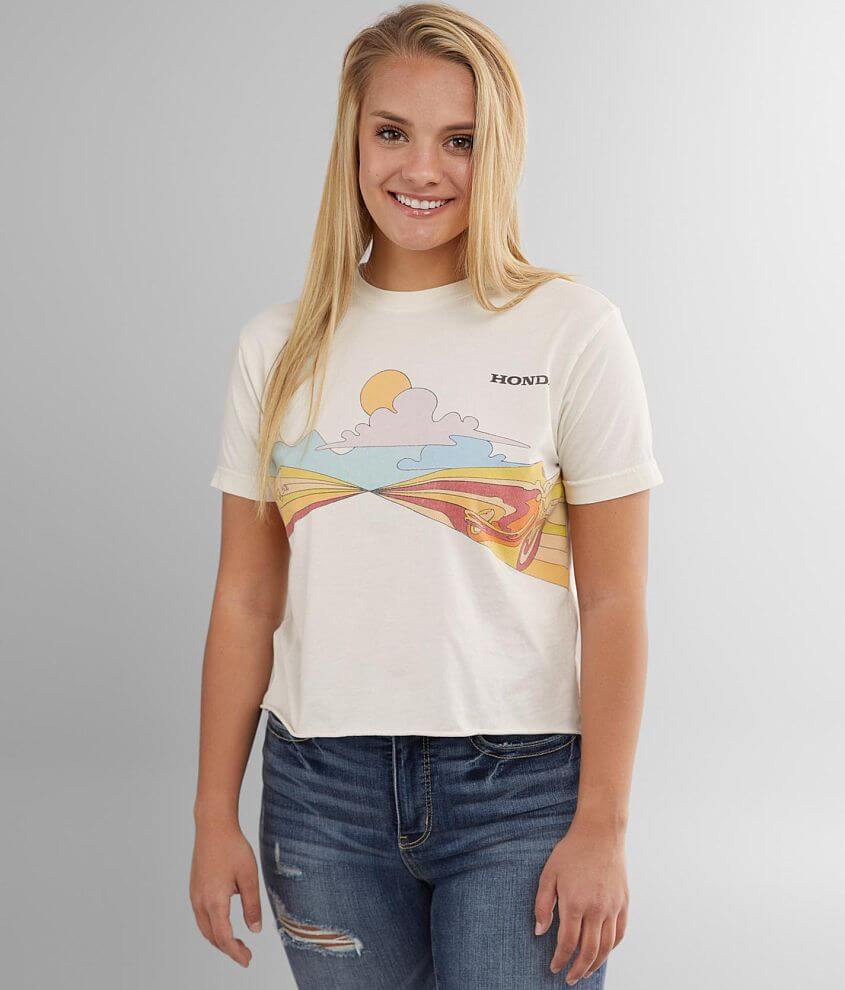 Honda Sunset Dreams T Shirt Women s T Shirts in Vintage White