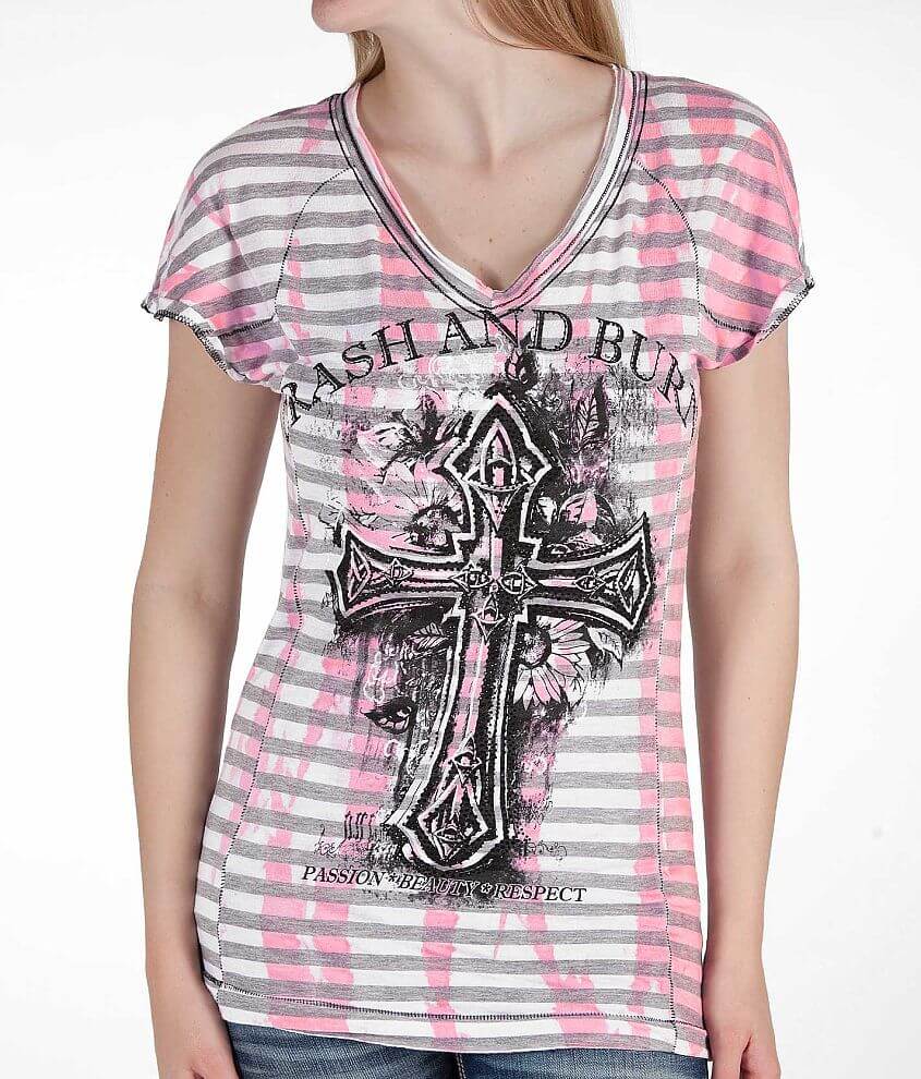 Crash & Burn Celtic Cross T-Shirt front view