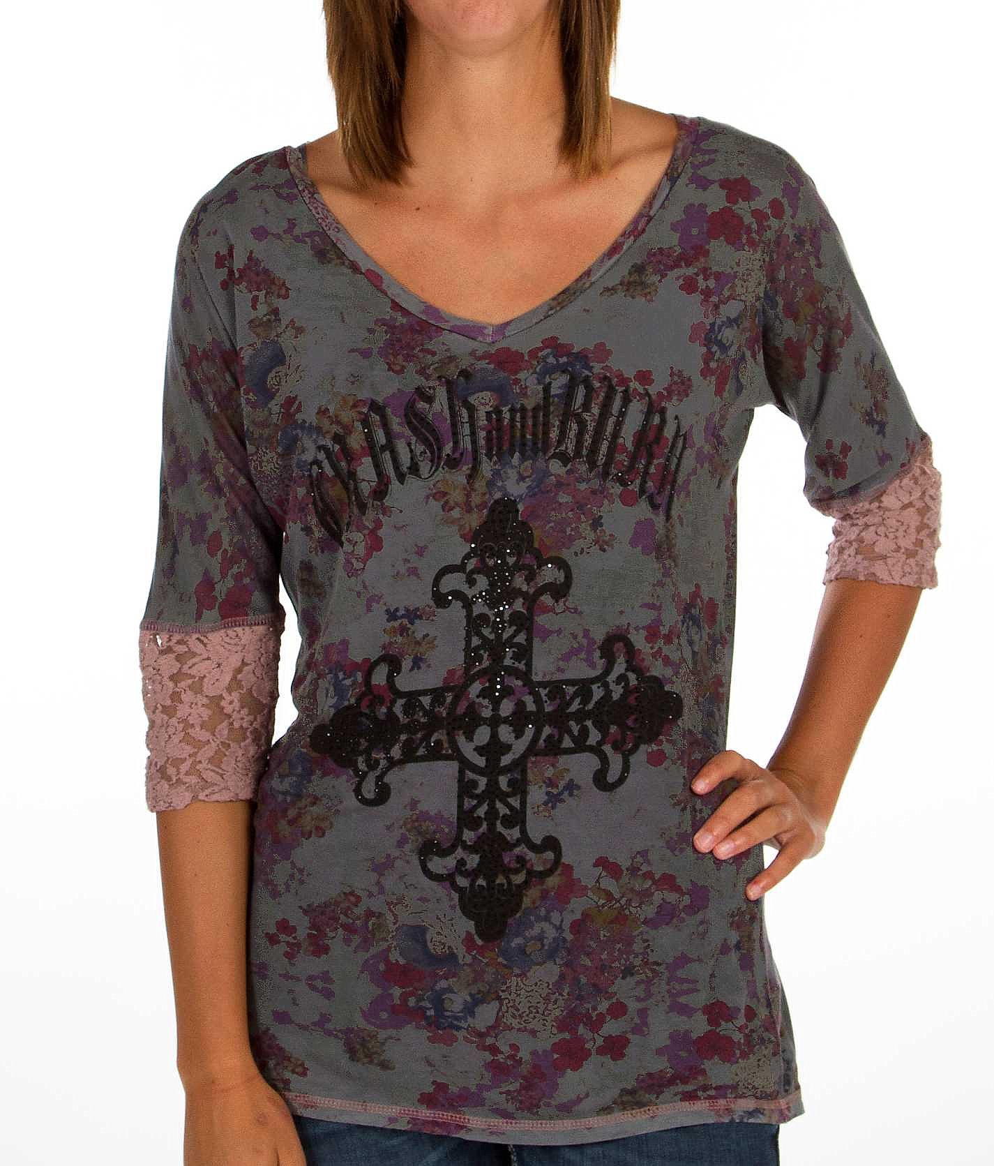 Crash & Burn Elodie VNeck TShirt Women's TShirts in Silver Velvet