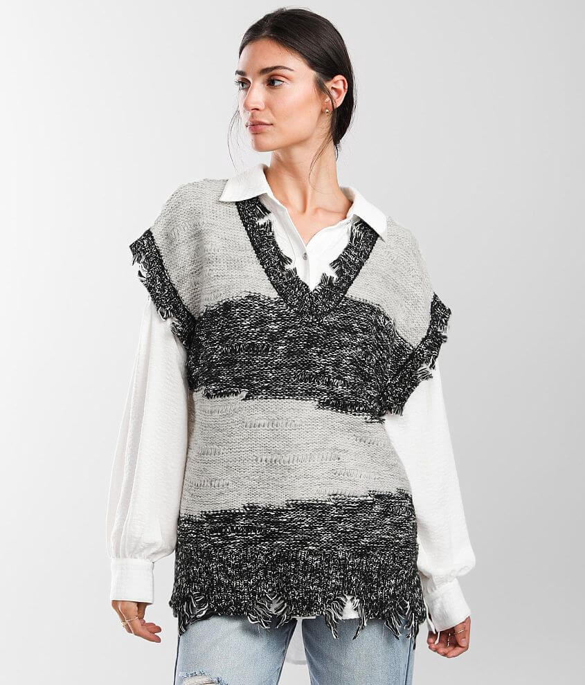 Gilded Intent Metallic Color Block Sweater Vest front view