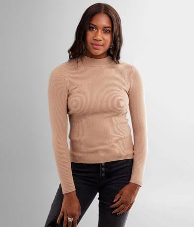 red by BKE Ribbed Mock Neck Sweater full right side view