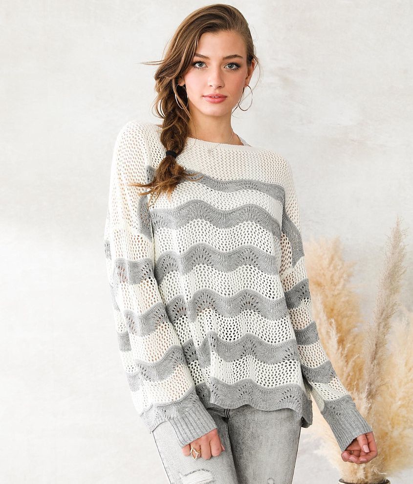 Willow &#38; Root Tonal Wave Stitch Sweater front view