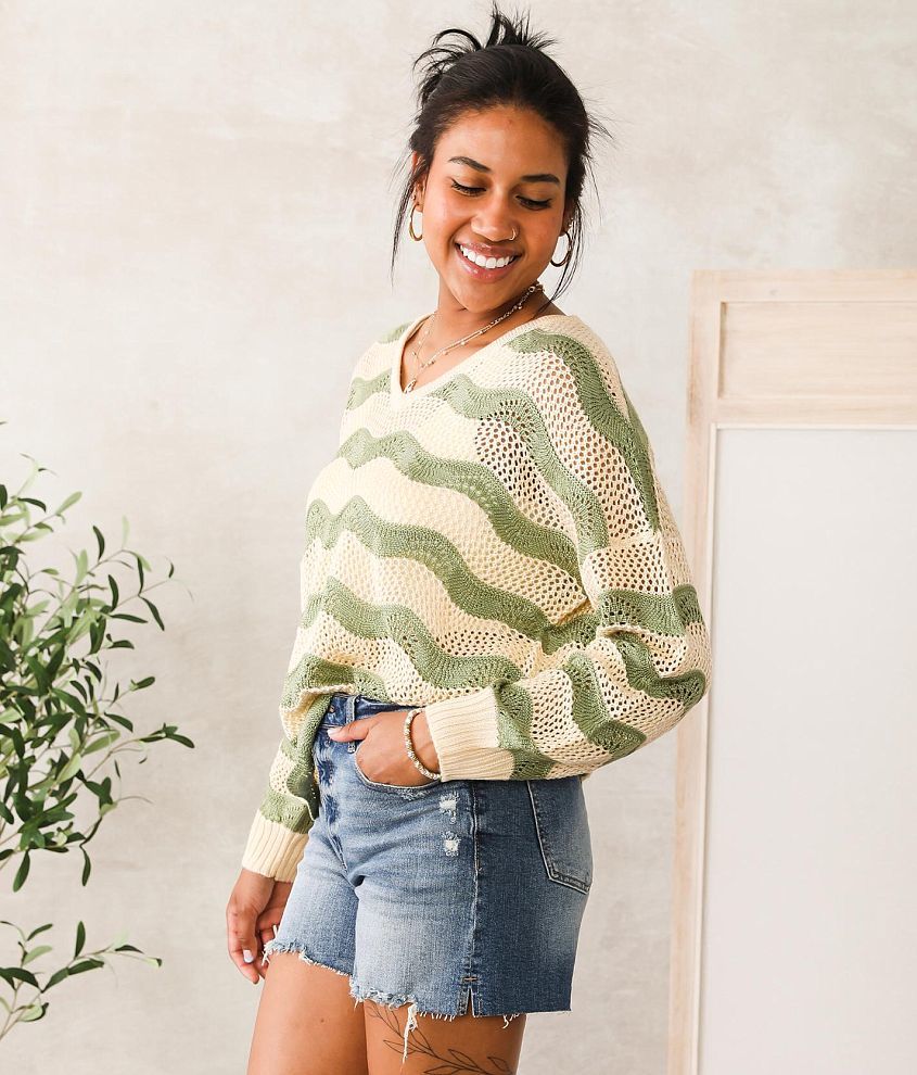 Willow &#38; Root Wavy Striped Sweater front view