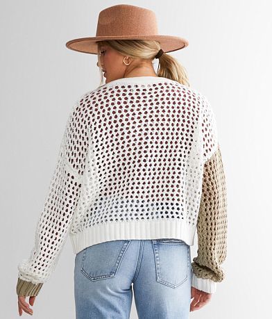 Willow &amp; Root Color Block Cardigan Sweater BACK