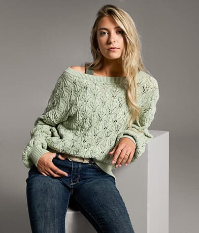 BKE Pointelle Boatneck Sweater front view
