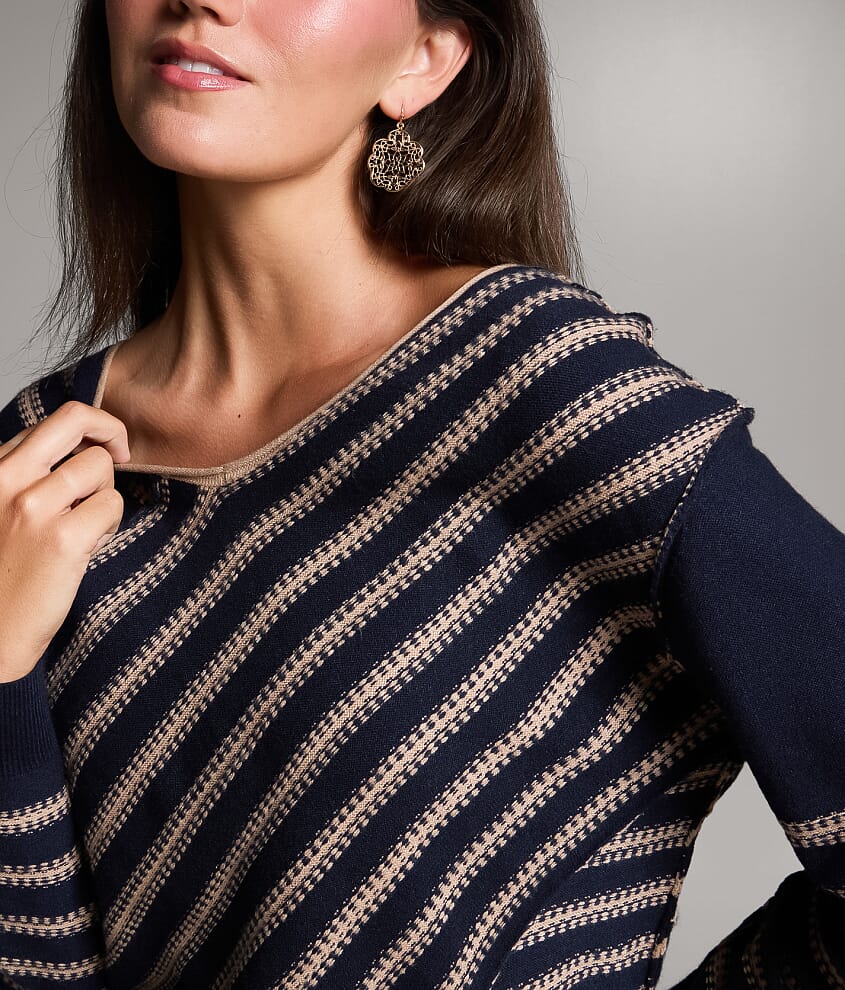 Crossover Striped Sweater