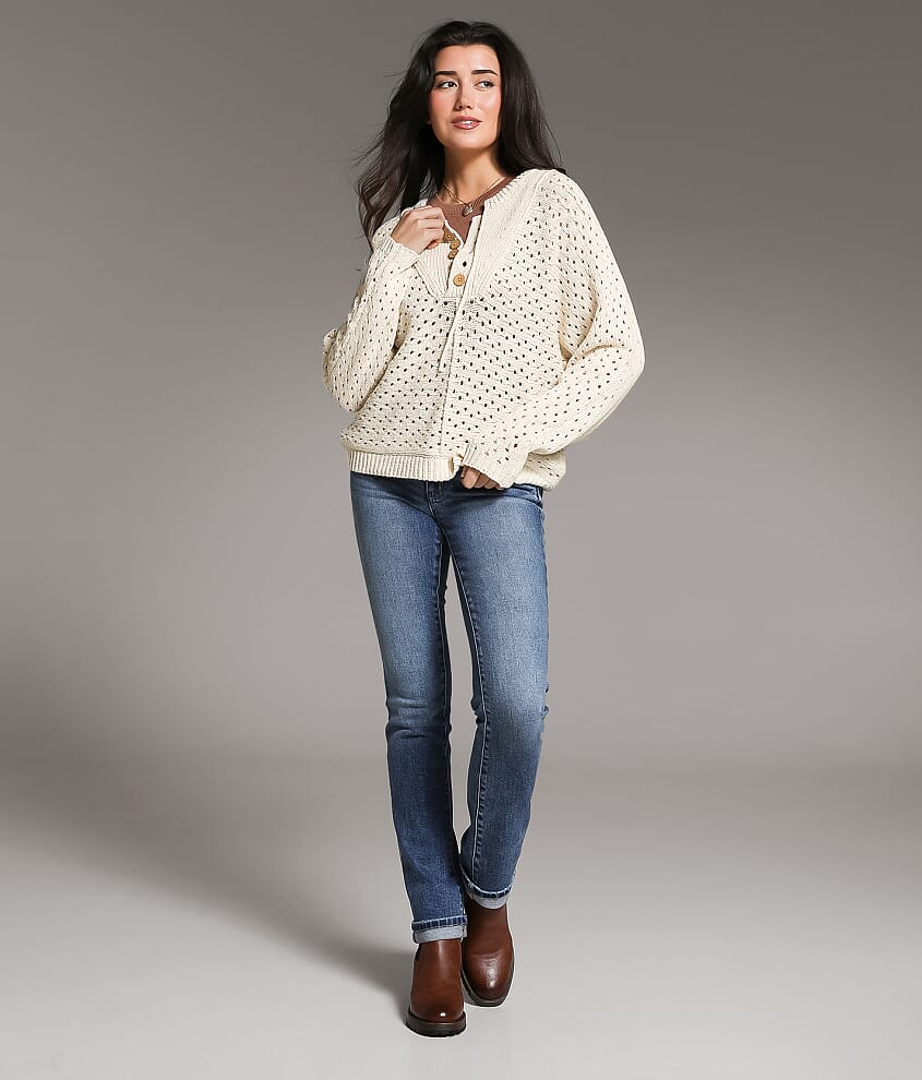 Pointelle Henley Sweater