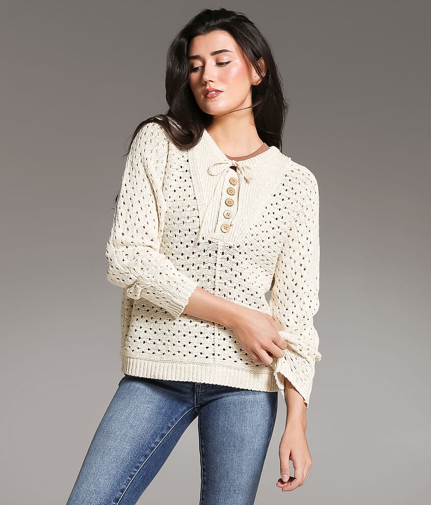 Pointelle Henley Sweater