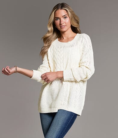 BKE Pointelle Sweater front view
