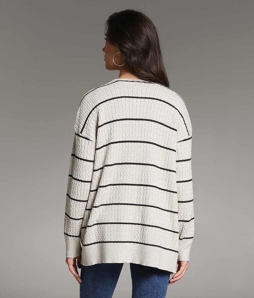 Cable Striped Cardigan Sweater