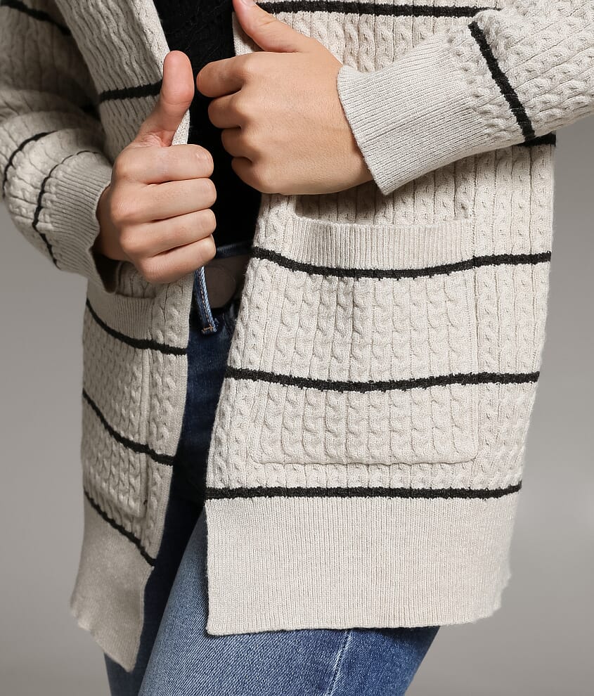 Cable Striped Cardigan Sweater - thumbnail 5