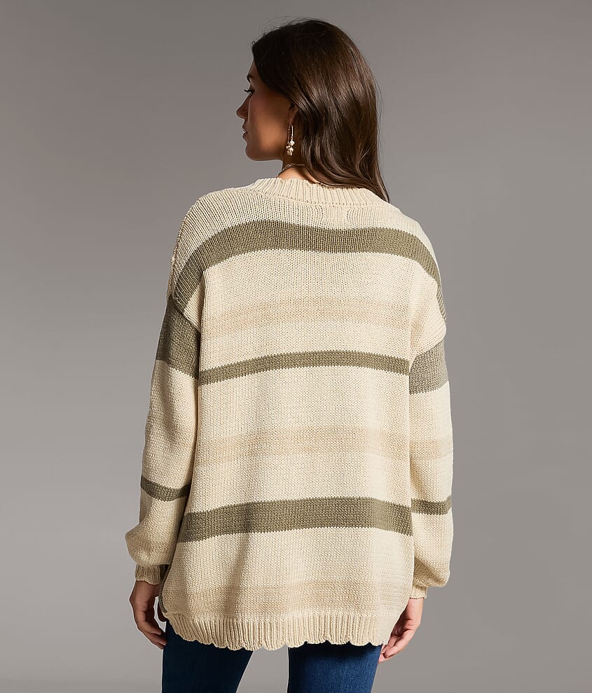 Striped Cocoon Cardigan Sweater