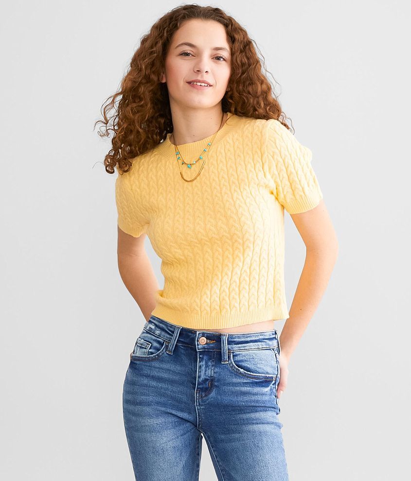 FITZ + EDDI Cable Knit Sweater - Women's Sweaters in Yellow