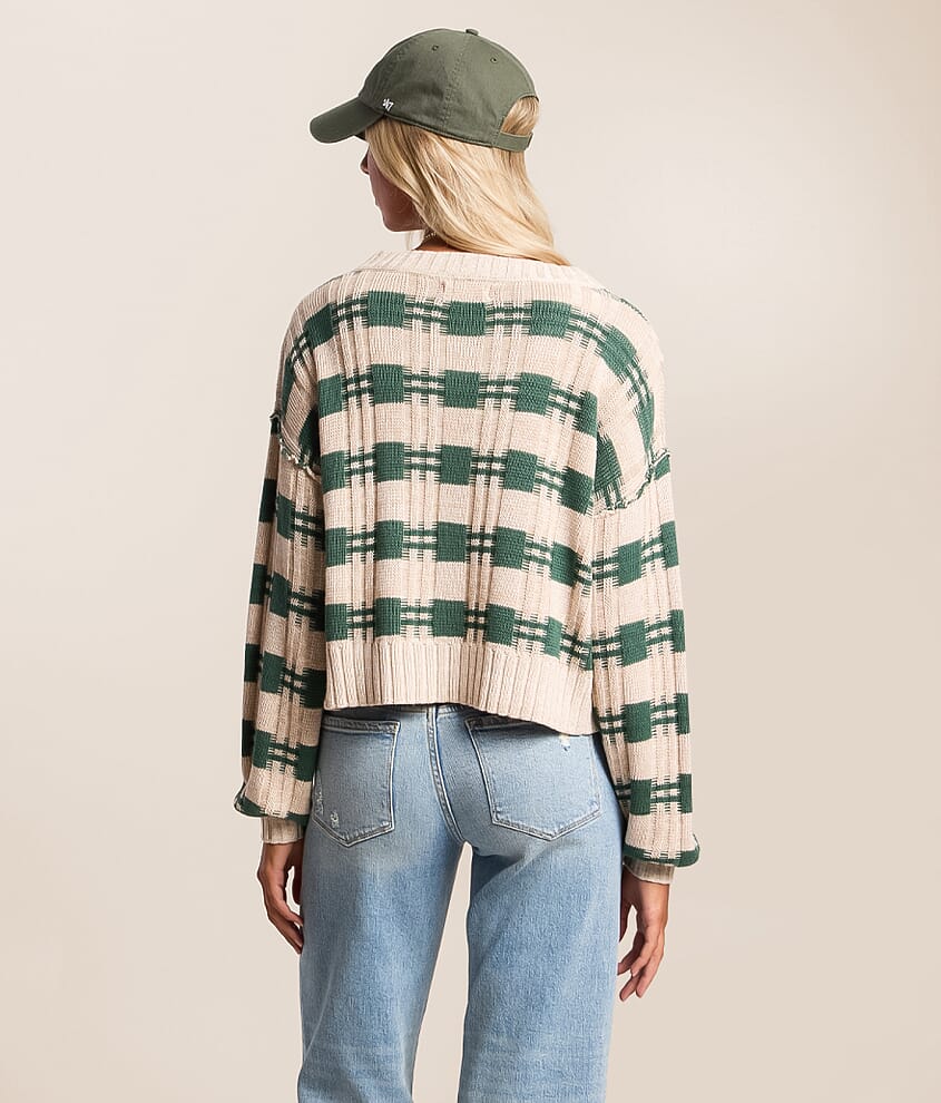Plaid Cropped Cardigan Sweater - thumbnail 4