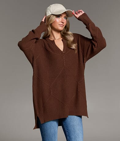 BKE Prep Edit - Window Pane Ribbed Sweater front view
