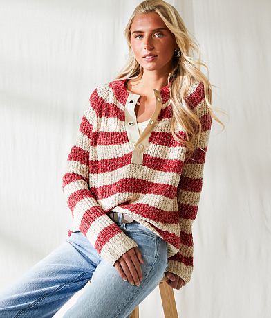 BKE Resort Striped Sweater front view