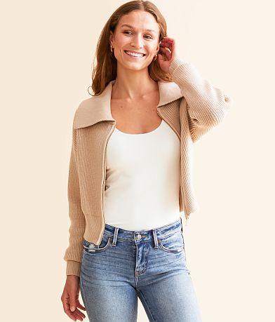 Daytrip Zip Up Cardigan Sweater front view