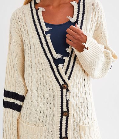 BKE Destructed Varsity Oversized Cardigan Sweater MISC_DETAIL_1