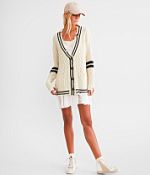 BKE Destructed Varsity Oversized Cardigan Sweater - Women's