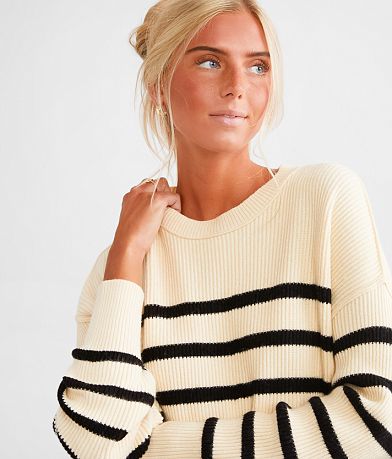 BKE Striped Knit Oversized Sweater misc detail 1 view