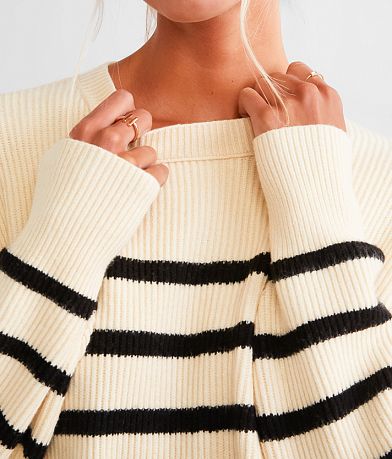 BKE Striped Knit Oversized Sweater misc detail 2 view