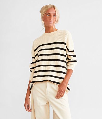 BKE Striped Knit Oversized Sweater front view