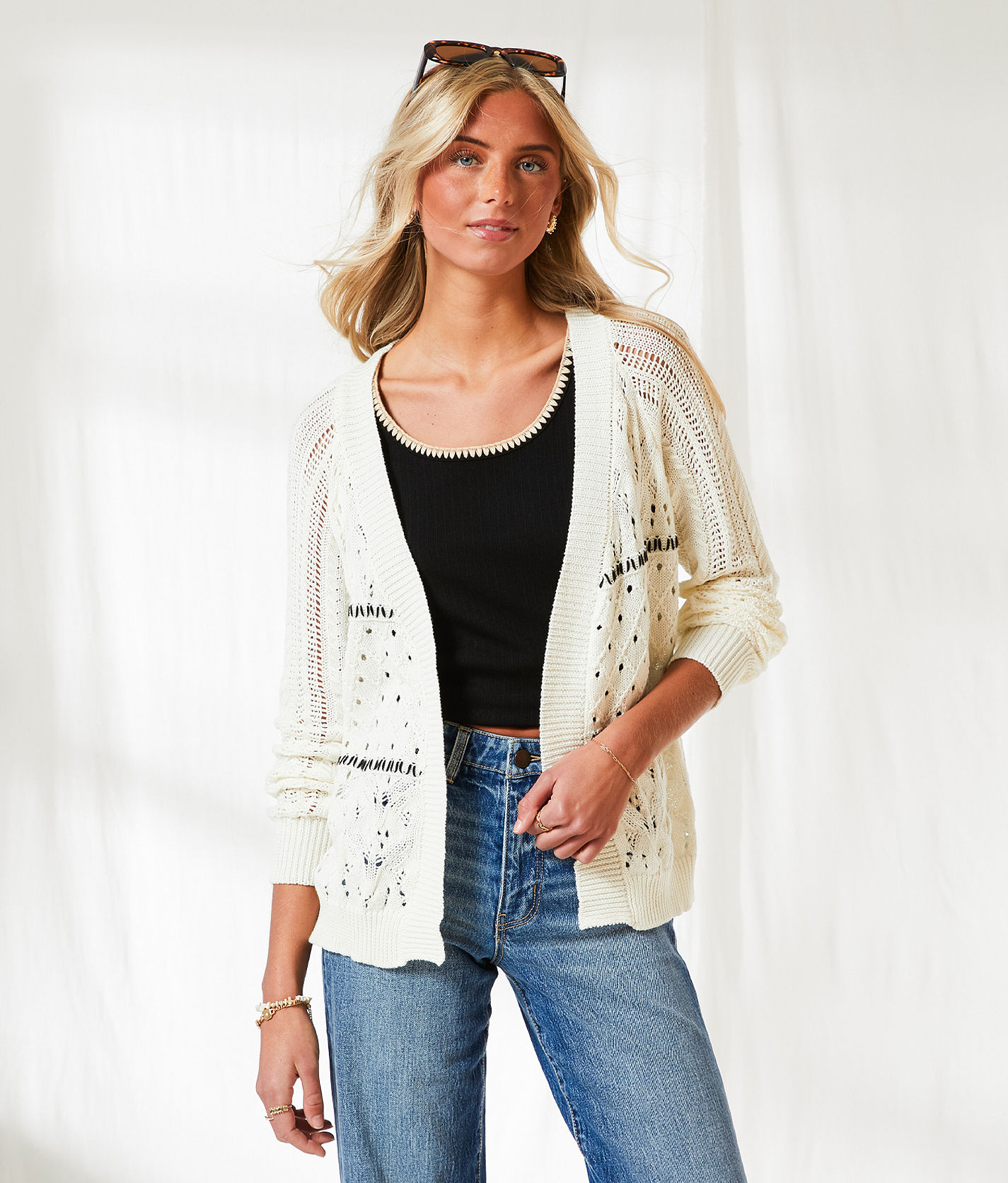 BKE Resort Edit - Crochet Cardigan Sweater - Women's Sweaters in