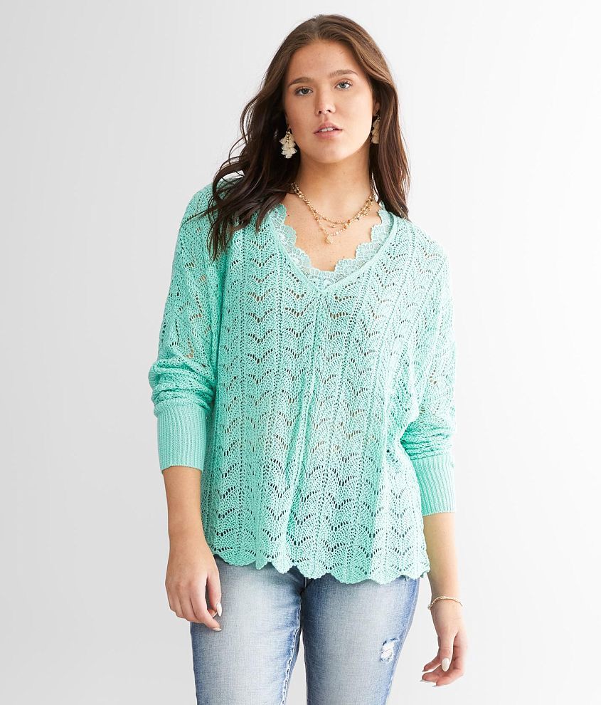 Daytrip Open Weave Dolman Sweater front view