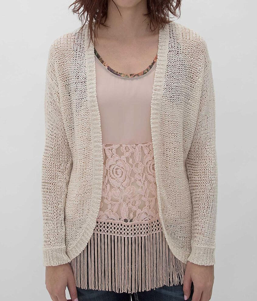 Daytrip Tape Yarn Cardigan Sweater Women's Sweaters in Cream Buckle