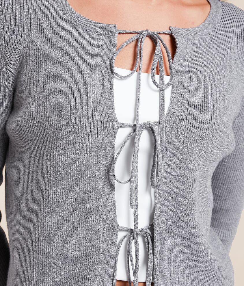 Front Tie Cardigan Sweater