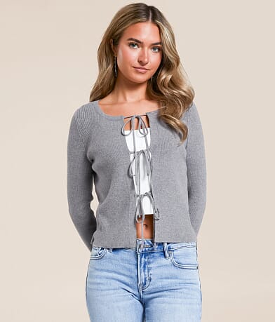 Willow & Root Front Tie Cardigan Sweater front view