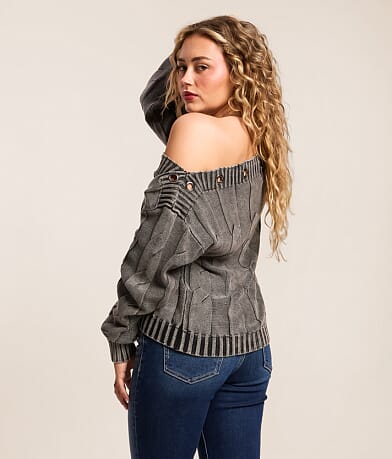 Off The Shoulder Grommet Sweater thumbnail 4