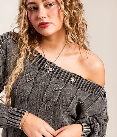 Off The Shoulder Grommet Sweater thumbnail 7